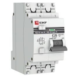 DA32-25-10-a-pro EKF | Выключатель автоматический дифференциального тока 2п (1P+N) 25А 10мА тип A АД-32 PROxima