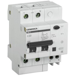 MAD15-2-020-C-030 GENERICA | Выключатель автоматический дифференциального тока 2п 20А 30мА АД12