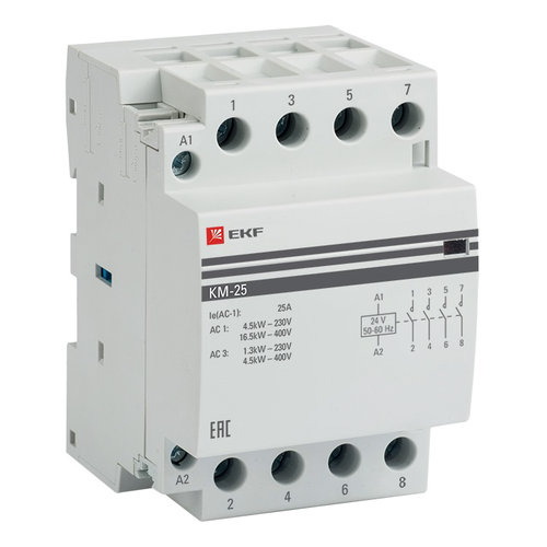 km-3-25-40-24v EKF | Контактор модульный 4NО 3мод. 24В AC КМ 25А PROxima