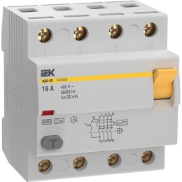 MDV21-4-016-030 IEK | Выключатель дифференциального тока (УЗО) 4п 16А 30мА 6кА тип A ВД3-63 KARAT