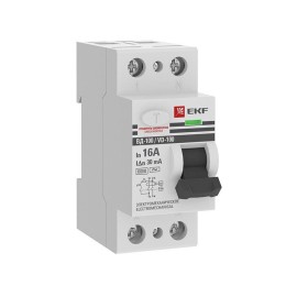 elcb-2-6-16-30-em-pro EKF | Выключатель дифференциального тока (УЗО) 2п 16А 30мА тип AC 6кА ВД-100 электромех. PROxima