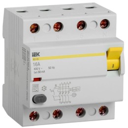 MDV11-4-016-030 IEK | Выключатель дифференциального тока (УЗО) 4п 16А 30мА тип A ВД1-63