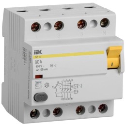 MDV10-4-080-100 IEK | Выключатель дифференциального тока (УЗО) 4п 80А 100мА тип AC ВД1-63