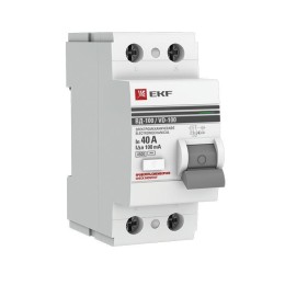 elcb-2-40-100-em-pro EKF | Выключатель дифференциального тока (УЗО) 2п 40А 100мА тип AC ВД-100 (электромех.) PROxima