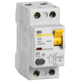MDV10-2-063-030 IEK | Выключатель дифференциального тока (УЗО) 2п 63А 30мА тип AC ВД1-63