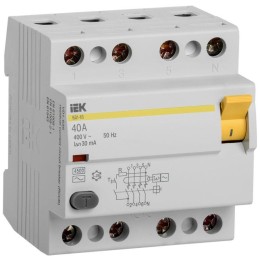 MDV10-4-040-030 IEK | Выключатель дифференциального тока (УЗО) 4п 40А 30мА тип AC ВД1-63
