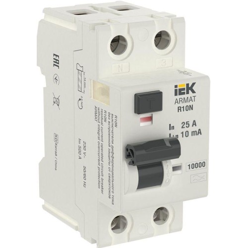 AR-R10N-2-025A010 IEK | Выключатель дифференциального тока (УЗО) 2п 25А 10мА тип A ВДТ R10N ARMAT