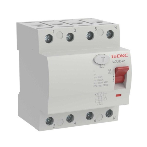 MDL100-4P2-25-AC YON (группа DKC) | Выключатель дифференциального тока (УЗО) 4п (3P+N) 25А 30мА тип AC MDL100