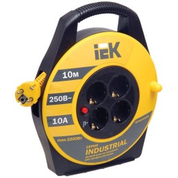 WKP14-10-04-10 IEK | Удлинитель на катушке 4х10м с заземл. 10А IP20 Industrial УК10 3х1 термозащита