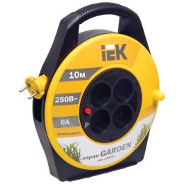 WKP23-06-04-10 IEK | Удлинитель на катушке 4х10м без заземл. 6А IP20 Garden УК10 2х0.75 термозащита