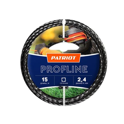 805402206 PATRIOT | Леска Profline D2.4мм L15м (скрученный квадрат) 240-15-5 на пластиковой обойме черн.