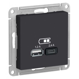 ATN001039 SE | Розетка USB AtlasDesign тип A+C 5В/2.4А 2х5В/1.2А механизм карбон