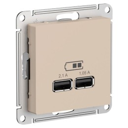 Розетка USB AtlasDesign тип A+A 5В/2.1А 2х5В/1.05А механизм песочн. SE ATN001233
