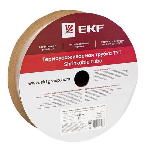 tut-25-tr EKF | Трубка термоусадочная ТУТ 25/12.5 прозр. PROxima (уп.25м)