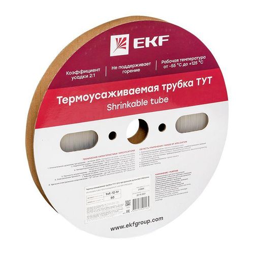 tut-12-tr EKF | Трубка термоусадочная ТУТ 12/6 прозр. PROxima (уп.50м)