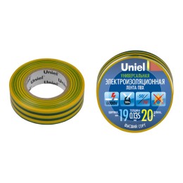 04483 Uniel | Лента изоляционная 0.135х19мм 20м UIT-135P 20/19/01 YGR желт./зел.