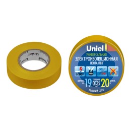 04482 Uniel | Лента изоляционная 0.135х19мм 20м UIT-135P 20/19/01 YEL желт.