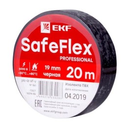 plc-iz-sf-b EKF | Изолента ПВХ 19мм (рул.20м) черн. SafeFlex