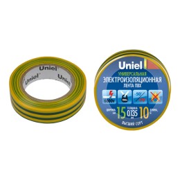 04516 Uniel | Лента изоляционная 0.135х15мм 10м UIT-135P 10/15/01 YGR желт./зел.
