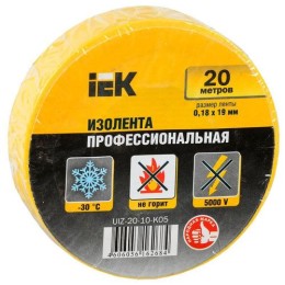 UIZ-20-10-K05 IEK | Изолента ПВХ 0.18х19мм желт. (рул.20м)