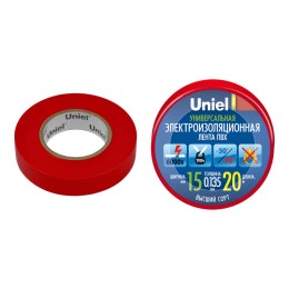 04487 Uniel | Лента изоляционная 0.135х15мм 20м UIT-135P 20/15/01 RED красн.