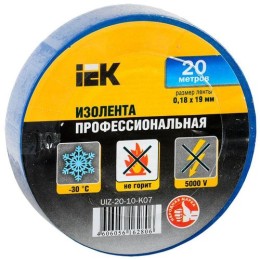 UIZ-20-10-K07 IEK | Изолента ПВХ 0.18х19мм син. (рул.20м)