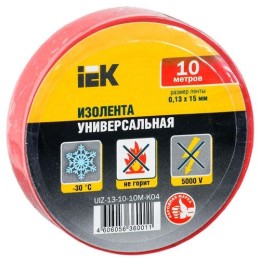 UIZ-13-10-10M-K04 IEK | Изолента ПВХ 0.13х15мм (рул.10м) красн.