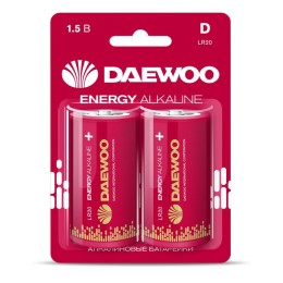 5030022 DAEWOO | Элемент питания алкалиновый D/LR20 1.5В Energy Alkaline 2021 BL-2 (уп.2шт)