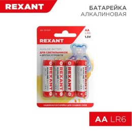 30-1027 Rexant | Элемент питания алкалиновый AA/LR6 1.5В 2700мА.ч (блист.4шт)