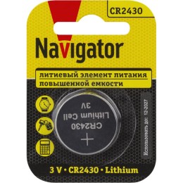 93828 NAVIGATOR | Элемент питания литиевый CR2430 93 828 NBT-CR2430-BP1 (блист.1шт)