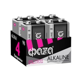 5030602 ФАZА | Элемент питания алкалиновый "крона" 6LR61 9В Alkaline Pack-4 (уп.4шт)