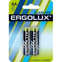 11747 Ergolux | Элемент питания алкалиновый AA/LR6 1.5В Alkaline BL-2 (блист.2шт)