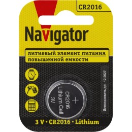 93821 NAVIGATOR | Элемент питания литиевый CR2016 93 821 NBT-CR2016-BP1 (блист.1шт)