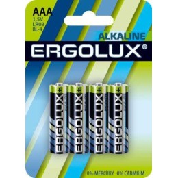 11744 Ergolux | Элемент питания алкалиновый AAA/LR03 1.5В Alkaline BL-4 (блист.4шт)