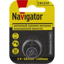 93825 NAVIGATOR | Элемент питания литиевый CR1220 93 825 NBT-CR1220-BP1 (блист.1шт)