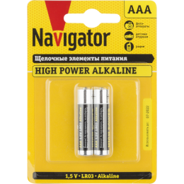 94750 NAVIGATOR | Элемент питания алкалиновый AAA/LR03 94 750 NBT-NE-LR03-BP2 (блист.2шт)