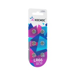 KOCG4(LR66)6BL КОСМОС | Элемент питания алкалиновый "таблетка" LR66/AG4 для часов (блист.6шт)