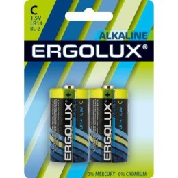 11751 Ergolux | Элемент питания алкалиновый C/LR14 1.5В Alkaline BL-2 (блист.2шт)