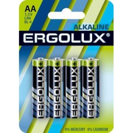 11748 Ergolux | Элемент питания алкалиновый AA/LR6 1.5В Alkaline BL-4 (блист.4шт)