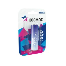KOC18650Li-ion15UBL1 КОСМОС | Аккумулятор Li-ion 18650 1500мА.ч без защиты (блист.1шт)