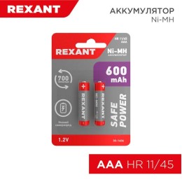 30-1406 Rexant | Аккумулятор AAA 1.2В 600мА.ч (блист.2шт)