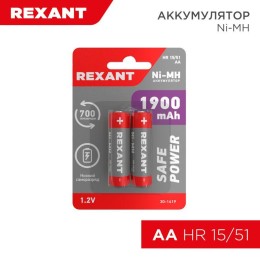 30-1419 Rexant | Аккумулятор AA 1.2В 1900мА.ч (блист.2шт)