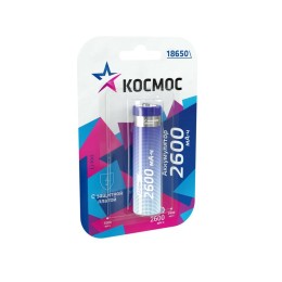 KOC18650Li-ion26PBL1 КОСМОС | Аккумулятор Li-ion 18650 2600мА.ч с защитой (блист.1шт)