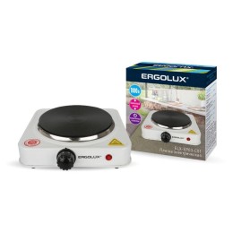 13438 Ergolux | Электроплитка ELX-EP03-C01 1 конф. дисковый нагр. эл. 1000Вт 220-240В бел.