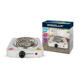 13436 Ergolux | Электроплитка ELX-EP01-C01 1 конф. спиральный нагр. эл. 1000Вт 220-240В бел.