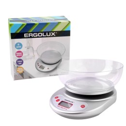 15038 Ergolux | Весы кухонные ELX-SK05-C03 сер. металлик до 5 кг со съемной чашей