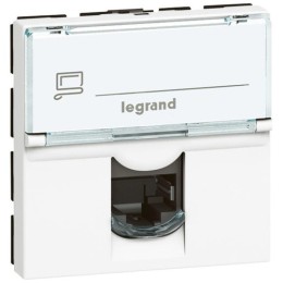 076555 Legrand | Розетка компьютерная СП 2мод. Mosaic RJ45 кат.5E FTP механизм бел.