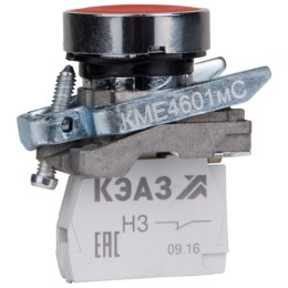 248261 КЭАЗ | Кнопка КМЕ 4601мС 0но+1нз цилиндр IP65 красн.