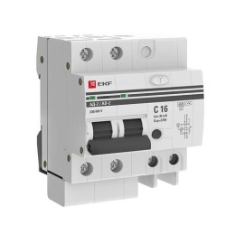 DA2-16-30-pro EKF | Выключатель автоматический дифференциального тока 2п 4мод. C 16А 30мА тип AC 4.5кА АД-2 PROxima