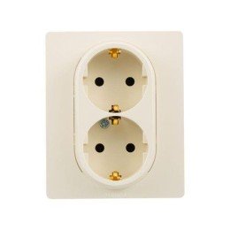 672323 Legrand | Розетка 2-м СП Etika 16А IP20 250В 2P+E с заземл. немецк. стандарт винт. клеммы в сборе сл. кость